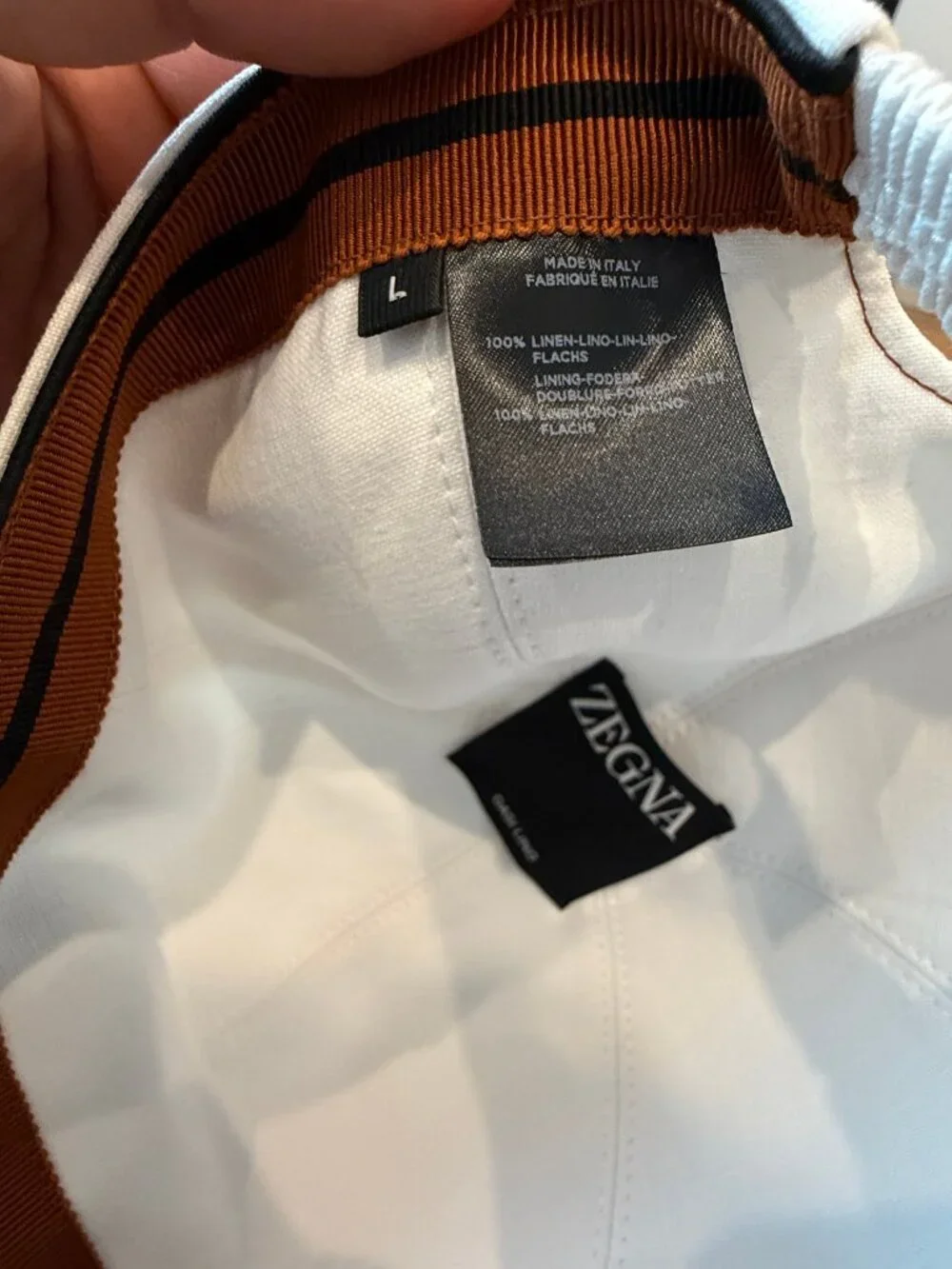 Zegna White Baseball Cap (SS26) Oasi Lino Large Limited Edition